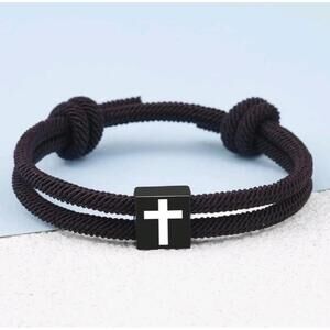 For Men Boys Cross Braided Rope Bracelet Graduation Easter Christian Baptism